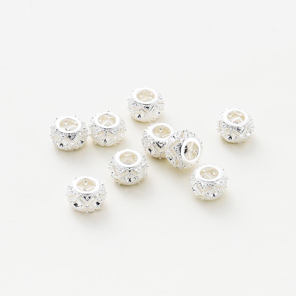 5pcs/lot 10mm 18K Gold Color Plated Brass Big Hole Beads Spacer Beads for Bracelet Necklace DIY Jewelry Making Accessories