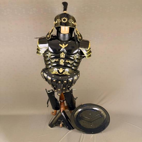 Roman Centurion Armor Set Black Gold  Medieval LARP Cosplay Costume Shield