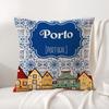 Lisbon Tiles Cushion Cover Linen Organic Fabric DoubleSided Printing Sofa Breathable Home Decor Gift Pillow Case