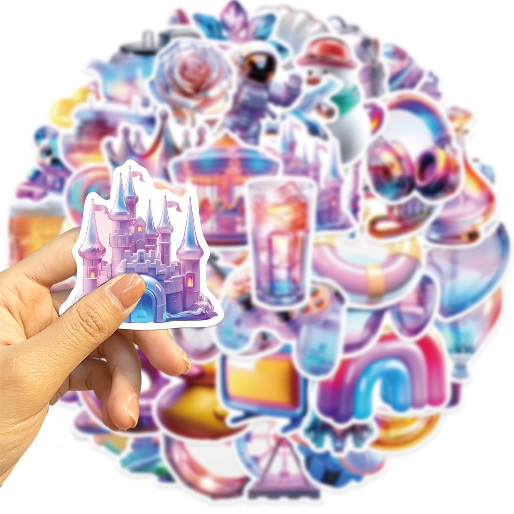 50 Cartoon 3D Gift Doodle Stickers Guitar Notebook Suitcase DIY Waterproof Stickers
