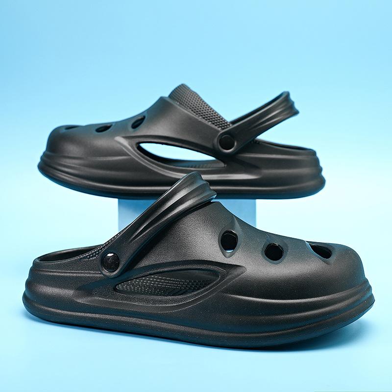 

Обувь с дырками Мужская Весенняя Одежда, Ощущение Супер Мягкости при Ходьбе, Домашние Тапочки с Закрытым Носком, Нескользящие и Износостойкие, Пляжные Сандалии для Жаркой Погоды 44/45 чёрный