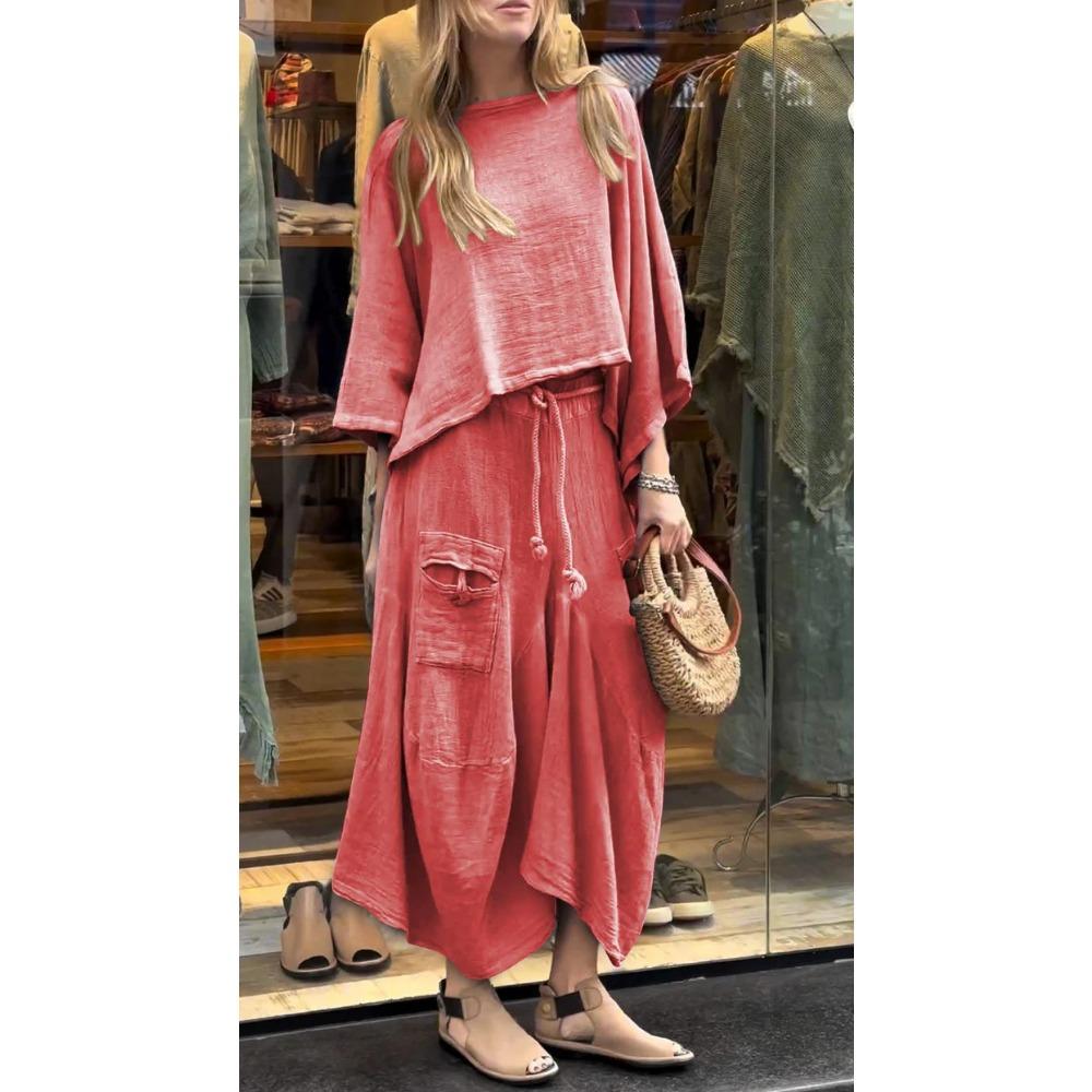 Spring and Autumn New Women's Casual Solid-color Loose Skirt Two-piece Set