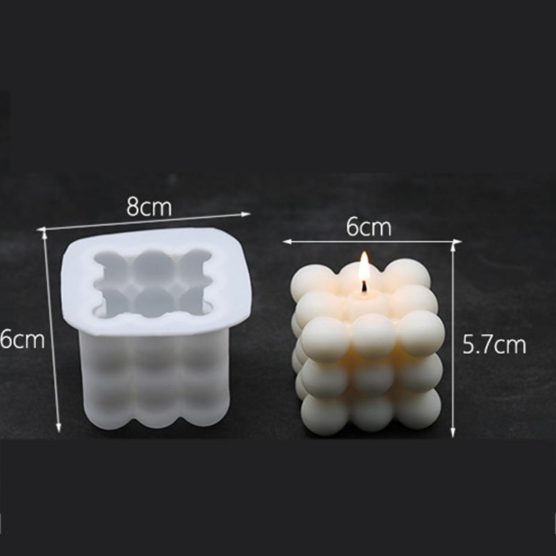3D Cube Silicone Candle Mold DIY Crystal Epoxy Mould Small Round Ball Soap Molds Candle Making Tool Handcraft Decor Supplies