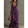 Sexy Deep V Neck Ruffle Loose Long Dresses Woman Spring Casual Solid Party Maxi Dress Summer Sleeveless Vacation Beach Dress