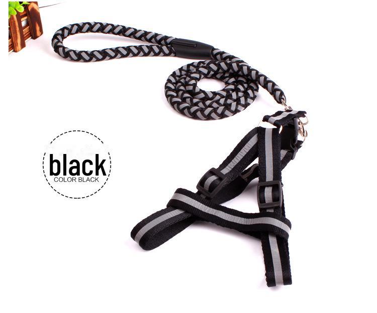 Reflective Braided Dog Harness and Leash Set