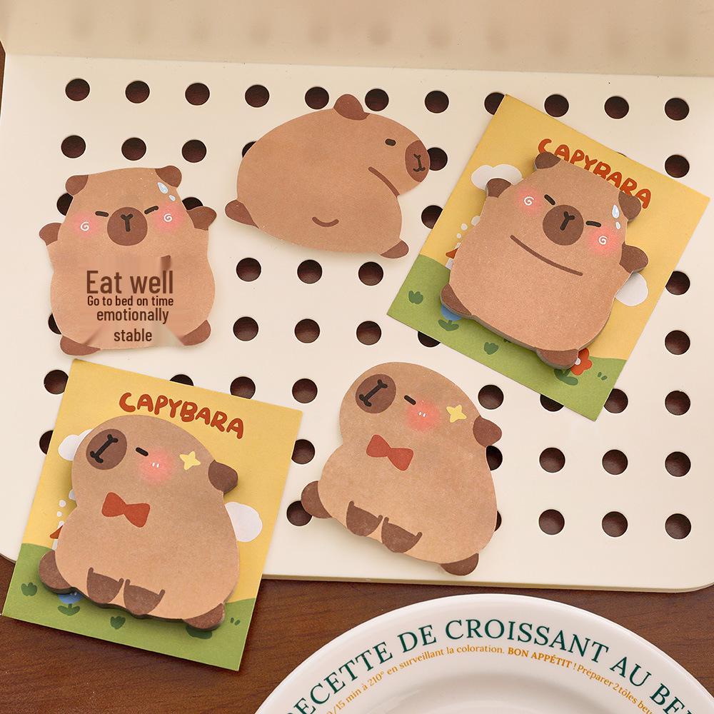 Cartoon Capybara Alien Sticky Notes - Cute Memo Pad for Students