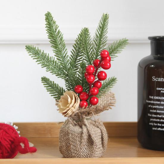 Urlaub Fake Tree Branch Berry Flower Christmas Showcase Ornament Desktop Decor