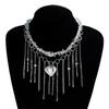 Irregular Natural Stone Heart Pendant Fringe Collarbone Chain Necklace Alloy Lightweight Layering Jewelry For Women