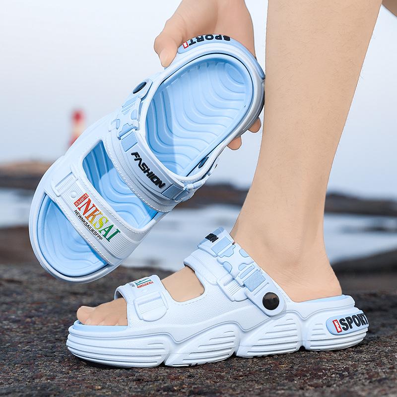 Men's sandals are new in summer, fashionable and versatile, personalized thick bottom, comfortable to step on shit, two wear one-word drag, seaside t