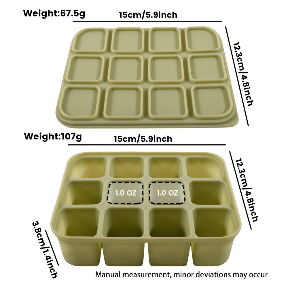 

12-Cell Silicone Ice Cube Tray with Lid, Flexible Mold for Cocktails Broth Meal Prep, Dishwasher Oven Safe зелёный
