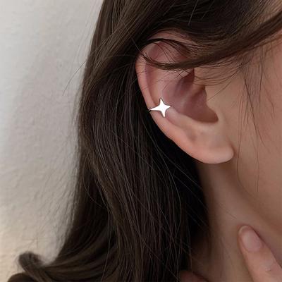 Silver Color Little C Cubic Star Shaped Cartilage Stud Korean Style Women Earrings Star Ear Clips