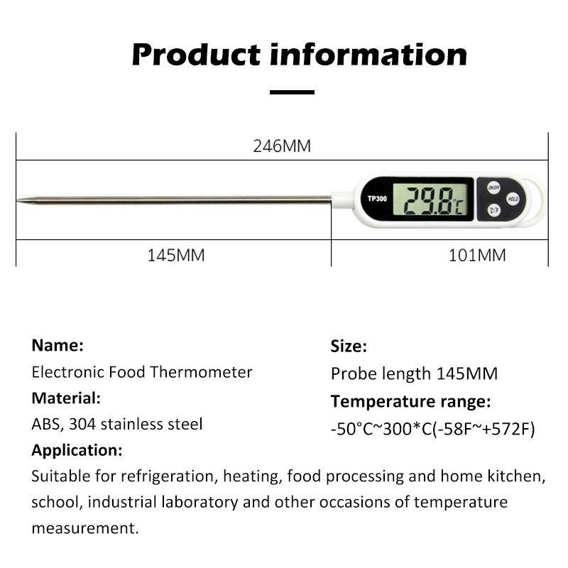 Kjøkken Digitalt Mattermometer Kjøtt Kake Melk BBQ Matlaging Husholdningstermometer Probe Måler Elektronisk Ovnsverktøy