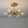 Minimalist Luxury Copper LED Ceiling Chandelier Nordic White Glass Ball Ceiling Lamps Living Dining Room Bedroom Light Fixture