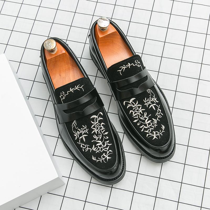 

European station one-pedal loafers high-end business casual foot suit leather shoes British style men s wedding shoes 38 чорний