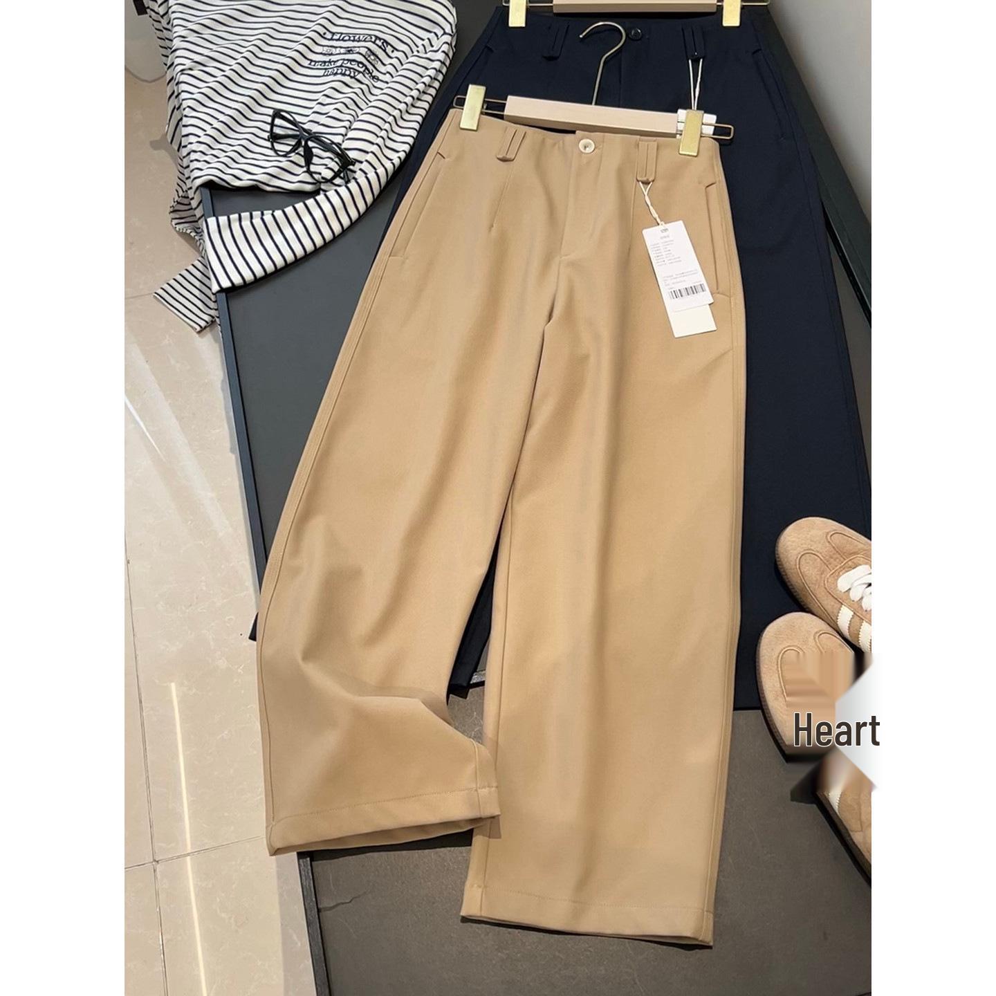 

Women s Cropped High-Waisted Slimming Pants - Comfortable, Wrinkle-Resistant, Single Button, Multi Belt Loops, Versatile Commuter Style S хакі