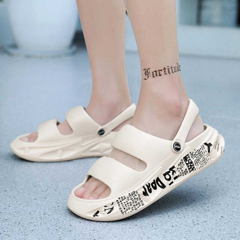 Slippers men's 2025 new summer men's exercise wind stepping on shit feeling driving dual-purpose beach one-word cool slippers