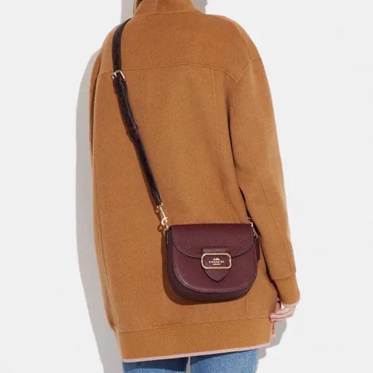 Coach Morgan 20 Snap Closure Detachable Shoulder Strap Leather Saddle Bag Women Shoulder Bag Cherry-Red CE566-IMOCQ