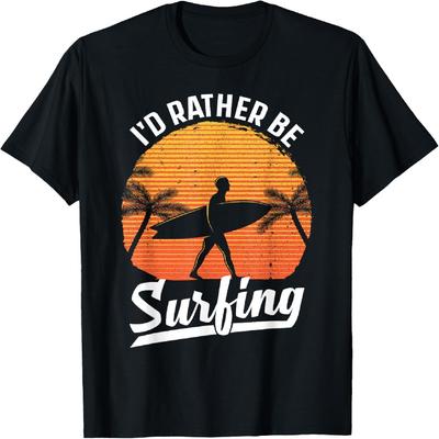 Cool Surf Art For Men Women Surfing Retro Surfer Sunset T-Shirt