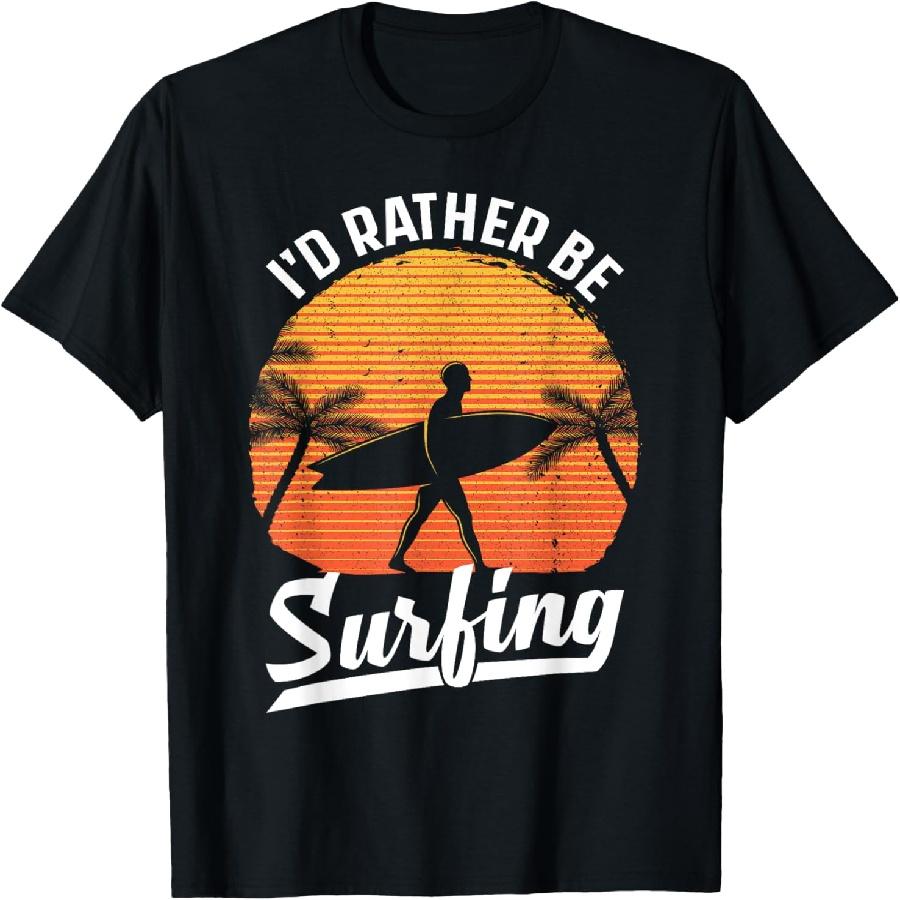 Cool Surf Art For Men Women Surfing Retro Surfer Sunset T-Shirt XXXXXL чёрный