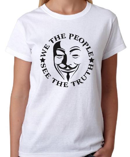 We the people Anonymous Guy Fawkes T shirt unisex tee L