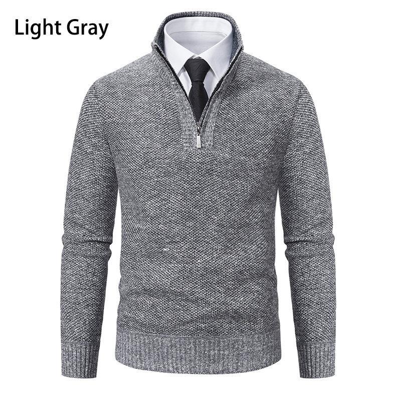 Autumn Men Thick Warm Knitted Pullover Solid Long Sleeve Turtleneck Sweaters Half Zip Warm Fleece Winter Coat Comfy Clothing