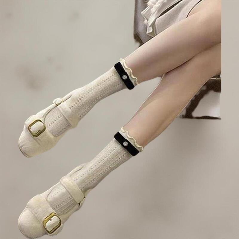 Women's Cubic Flower Pattern Knee Socks Lovely Style