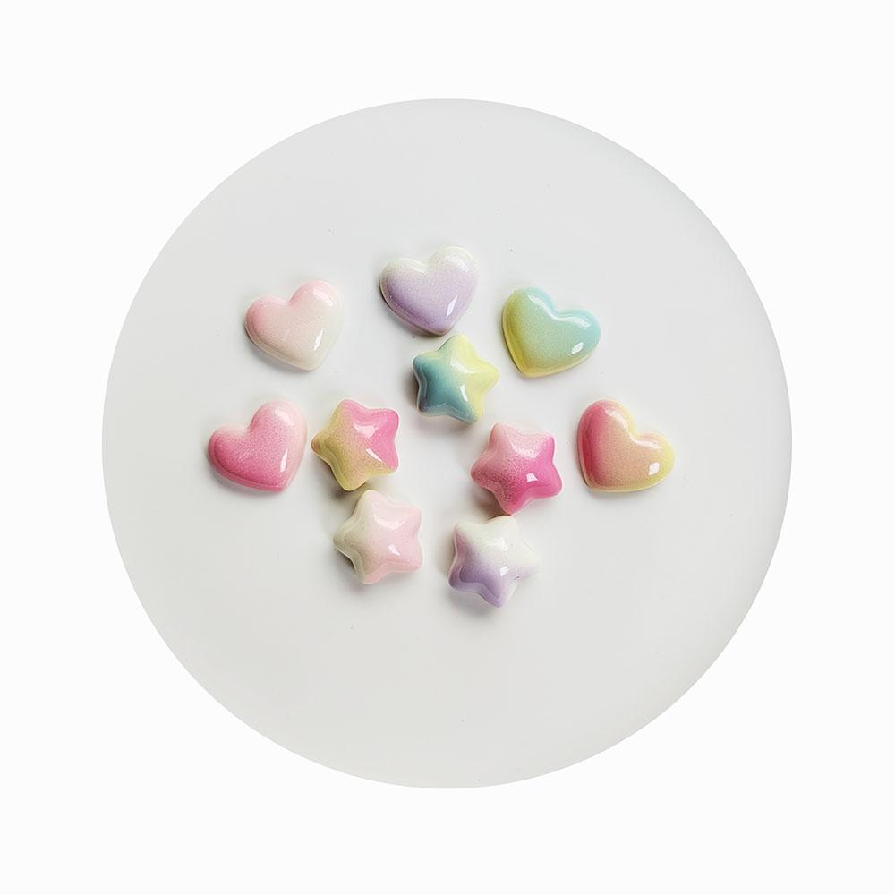 Cute Resin Sweet Gradient Stars Love Heart Flatback Cabochon Scrapbooking DIY Jewelry Craft Decoration Accessories 16mm
