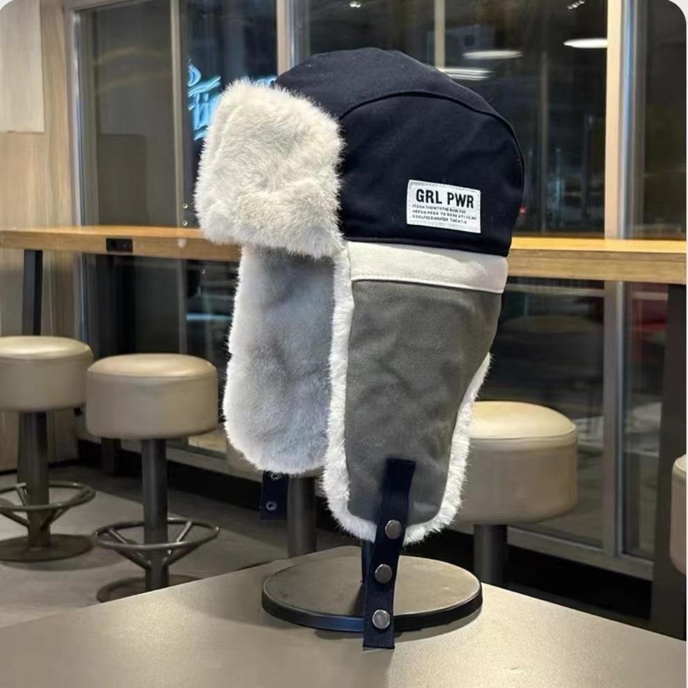 

Зимняя теплая шапка из плотного хлопка, закрывающая уши, для езды на электровелосипеде, защищающая от холода, для катания на лыжах, шапка-авиатор One Size тёмно-синий