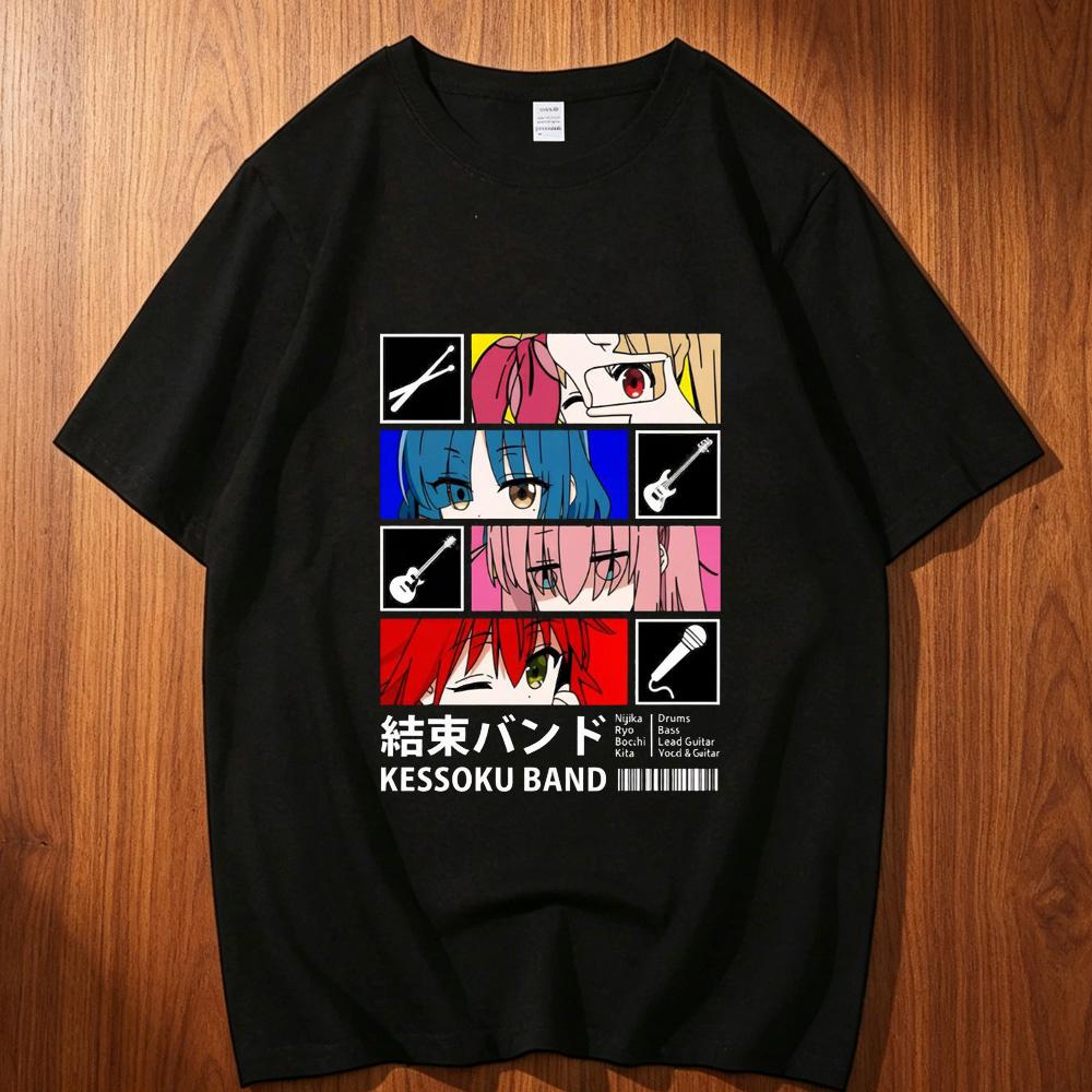 Bocchi the Rock cotton tshirt Unisex korean clothes hip hop s Breathable tshirt Punk University Yk kawaii graphic Pastel
