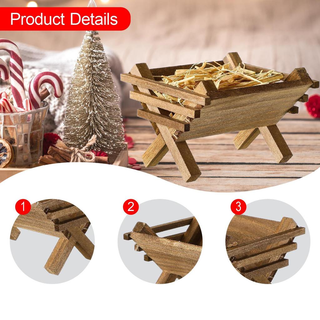 Jesus Manger Ornament Scene Desktop Sculpture Decor Decorative Nativity for