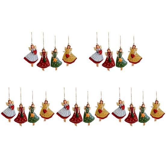 Tre Engel Julepynt Rustikk Gårdshus Engeldekorasjoner Juletre Hengepynt for Ferie Hjemmedekor