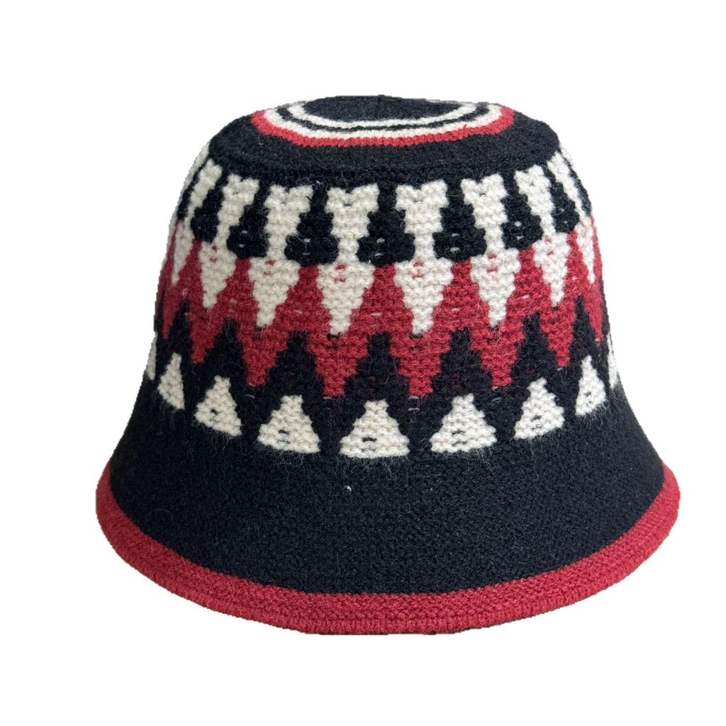 New Autumn and Winter Rhombus Knitted Fisherman Hat for Women Korean Style Warm Ear Basin Hat Fashionable and Versatile Face Showing Small Hat Trendy