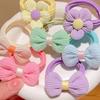 6pcs Sweet Solid Bow Hair Ties for Girls - Soft Polyester Ponytail Holders & Accessories