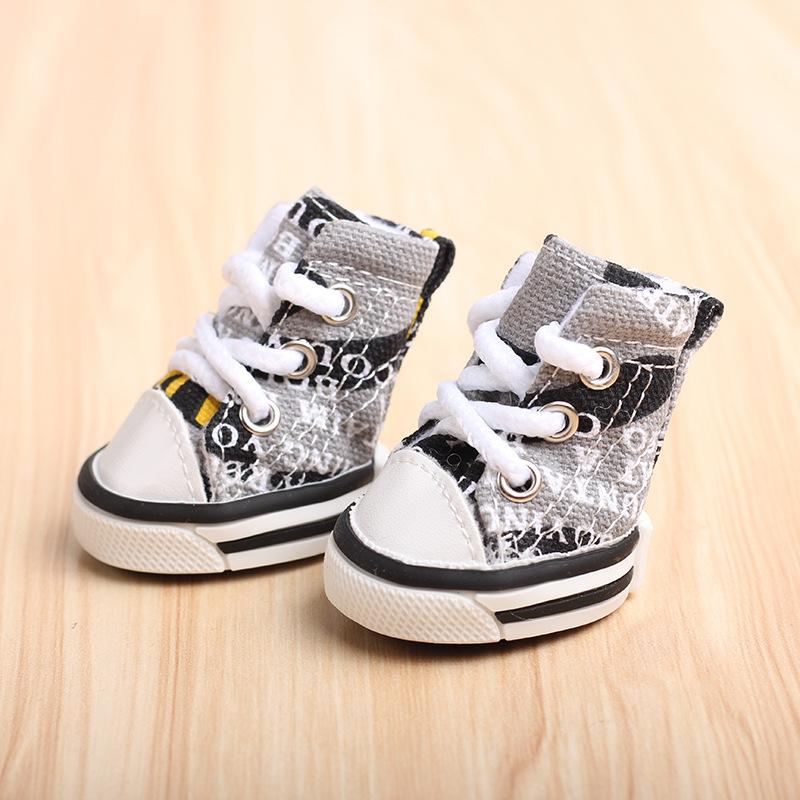 4 st/set Pet Dog Dog Shoes Four Seasons Sports Canvas Ball Skor Teddy Bichon Varm mjuk botten Små hundar