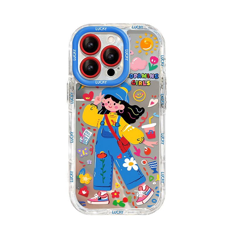 Doodle Girl Geeignet für 16promax Apple Handyhülle 15 Niedlich Cartoon 14 Spiegel 13 Alles Ins Spaß 8