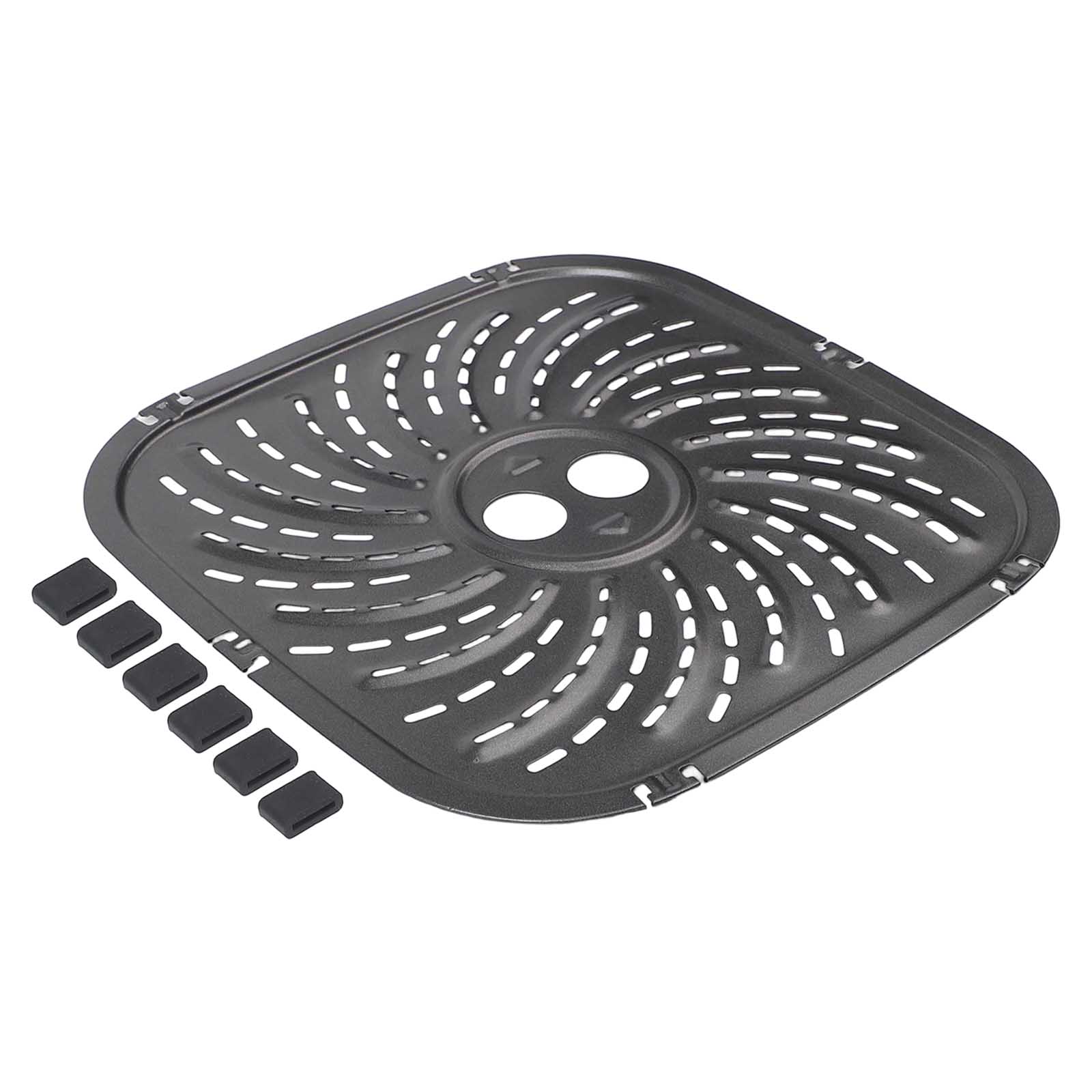 

8QT Air Fryer Grill Plate for PowerXL For Vortex Pro with 6 Rubber Tabs and Long Lasting Carbon Steel Material 19.4x19.2cm