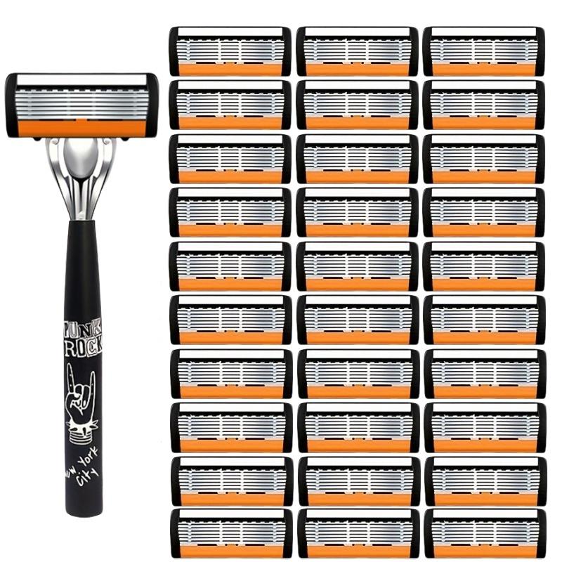 Men Shaver Razor Barber Tools Facial Hair Razor 7 Layers Blades High Quality Antique Shaving Knife Shaver With Replacement Head