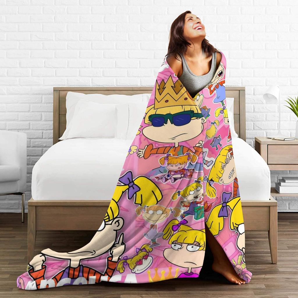 Rugrats Angelica Pickles Pattern Blanket Soft Fluffy Plush Throw Blanket For Living Room Camping Flannel Bedspread Bed Cover