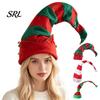 Christmas Photo Booth Props Elf Pointed Hat, Striped Hat with Pompom or Xmas Party Decorative Accessories Bells, Cosplay for Adults, Holiday