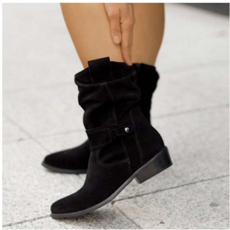 Fashion Winter New Style Popular Women's Fashion Boots Large Low Heels 40-43 Suede  Ankle Boots for Women Brown Long Boots Zapatos Mujer