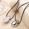 Female Simple Pull Adjustment Black Rope High-End Long Necklace Leather Rope Smooth Surface Exaggerated Water Drop Large Sweater Chain Male