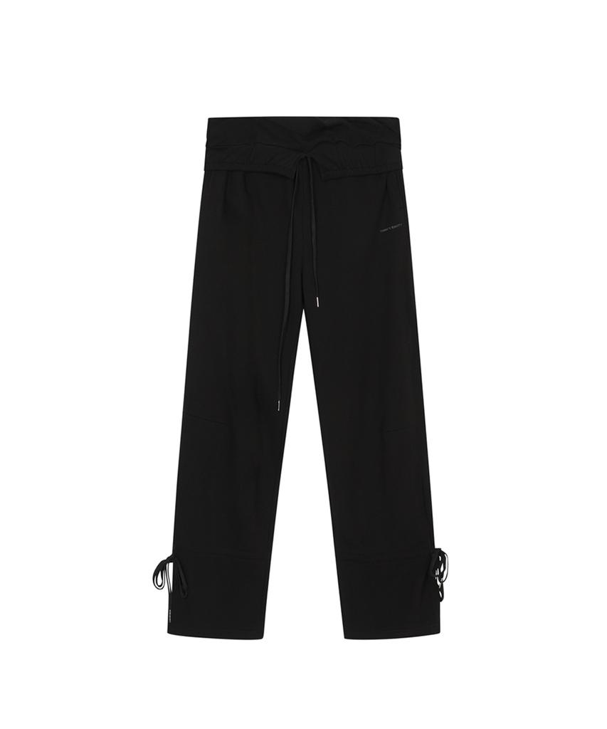 THREE TO EIGHTY Fold String Shirring Pants Black