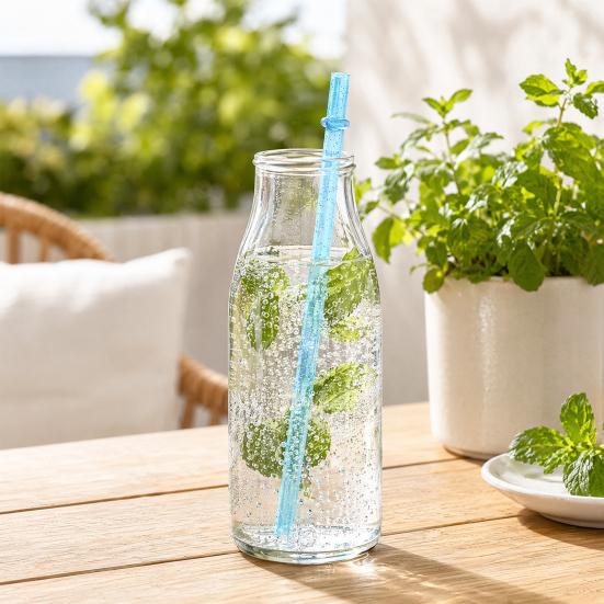 Yousheng 25Pcs Reusable Glitter Straws for Cups, 23cm Food-Grade PP Straw with Fixed Buckle, BPA-free Thickened Drinking Straws