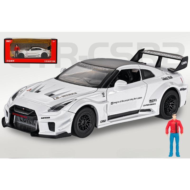 

1/32 Skyline Ares Nissan GTR CSR2 литая спортивная модель автомобиля из металла игрушка в подарок 1/32-Size:16*7*4.5cm белый
