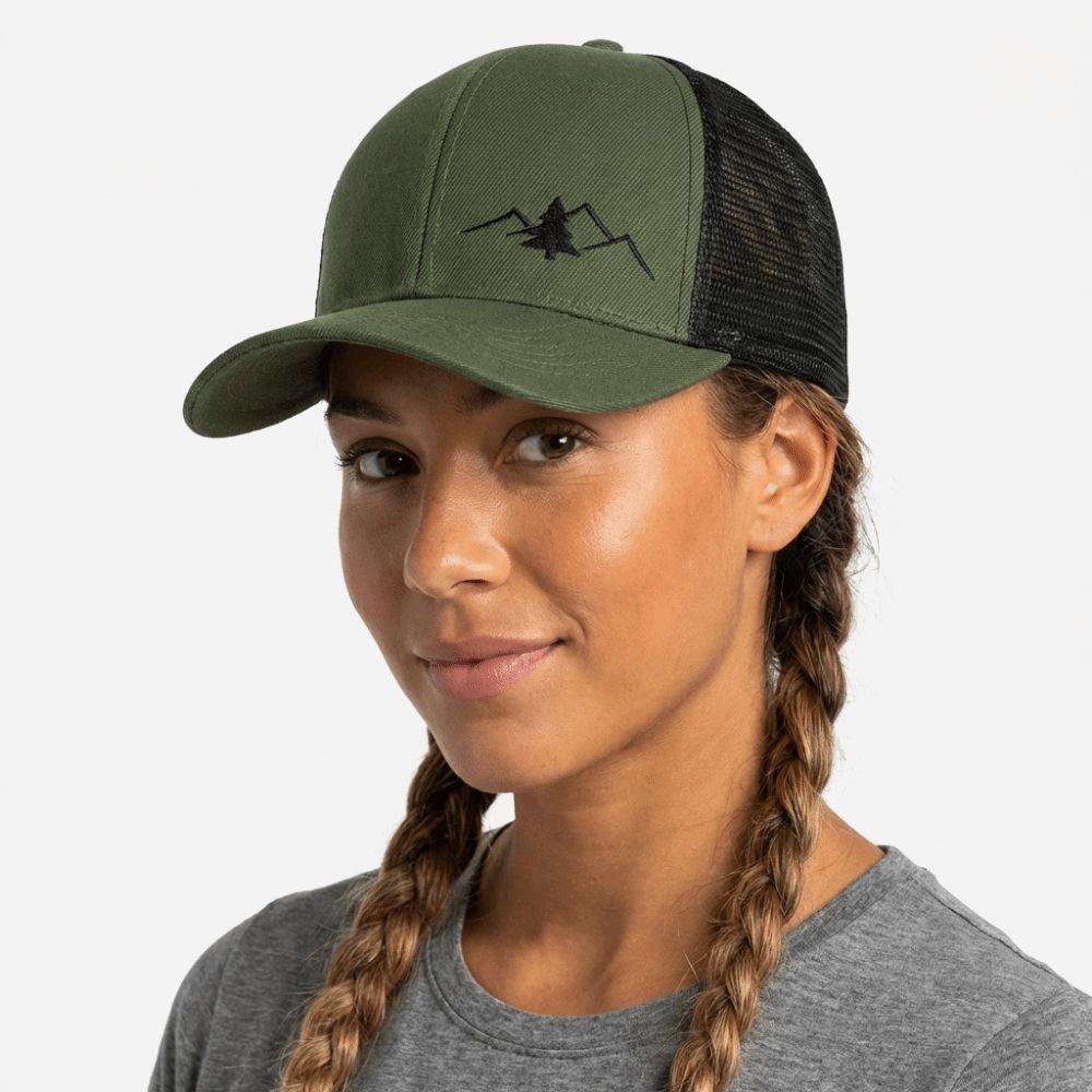 Mountain Embroidery Mesh Cap Adjustable Fit Sun Shading Hat Breathable Hat  Unisex Wear