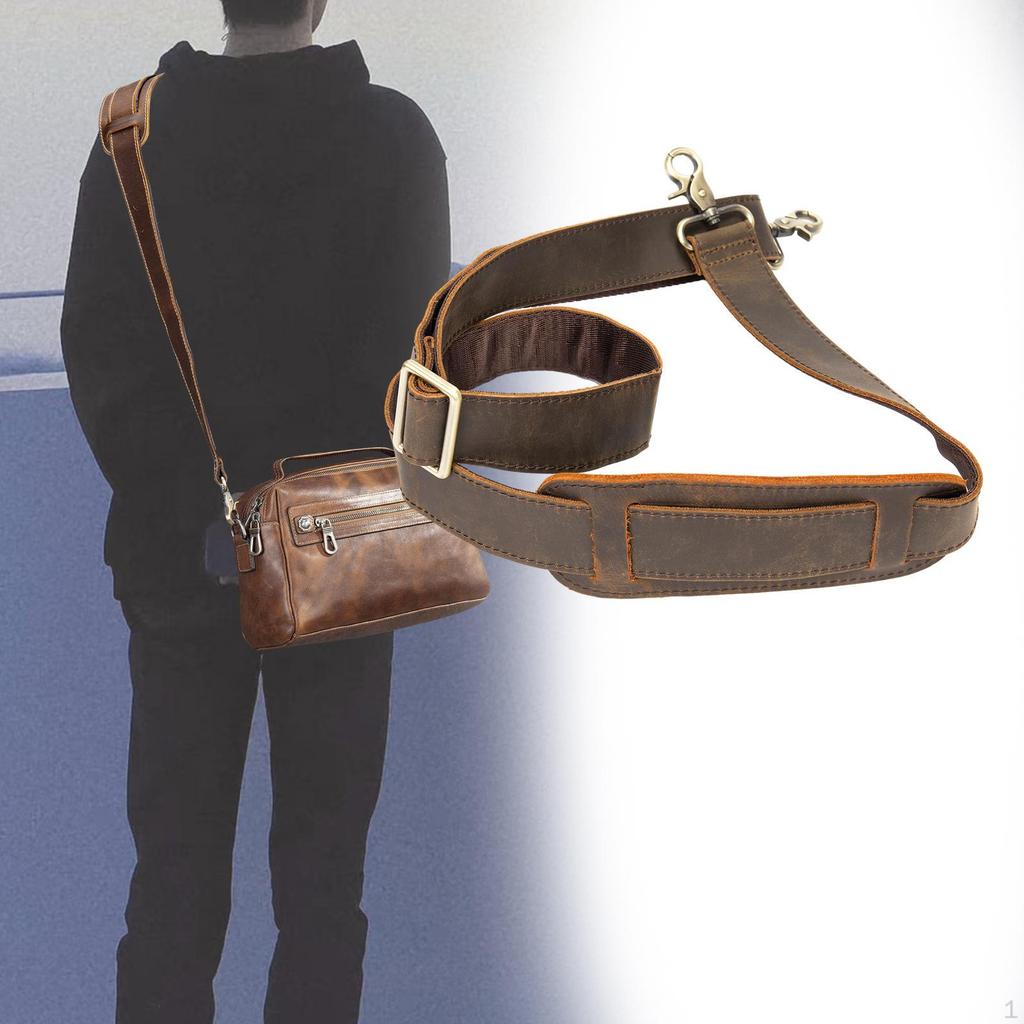 Läderpåse Axelrem, Avtagbar Crossbody-rem med Metallkrok för Portfölj, DIY