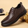New Designer Lace-up Anti-slip Loafers for Men Solid Color Spring Autumn Leather Shoes Male Fashion Casual Dad Shoes Man