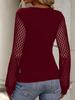 Women's Solid Color Patchwork Lace Lantern Sleeve Faux Button Loose Crossover Top