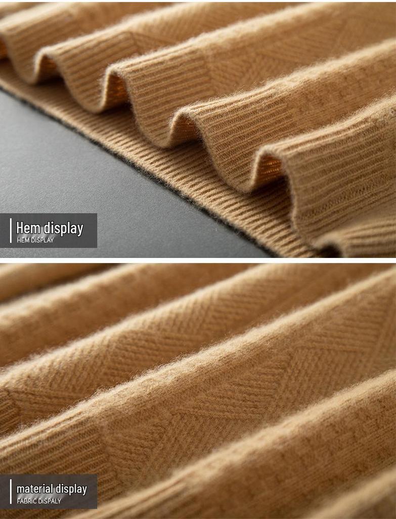 Men's Cashmere Cable Knit Sweater - Autumn/Winter 2025, Loose Fit, Semi-High Neck, Gentle Style