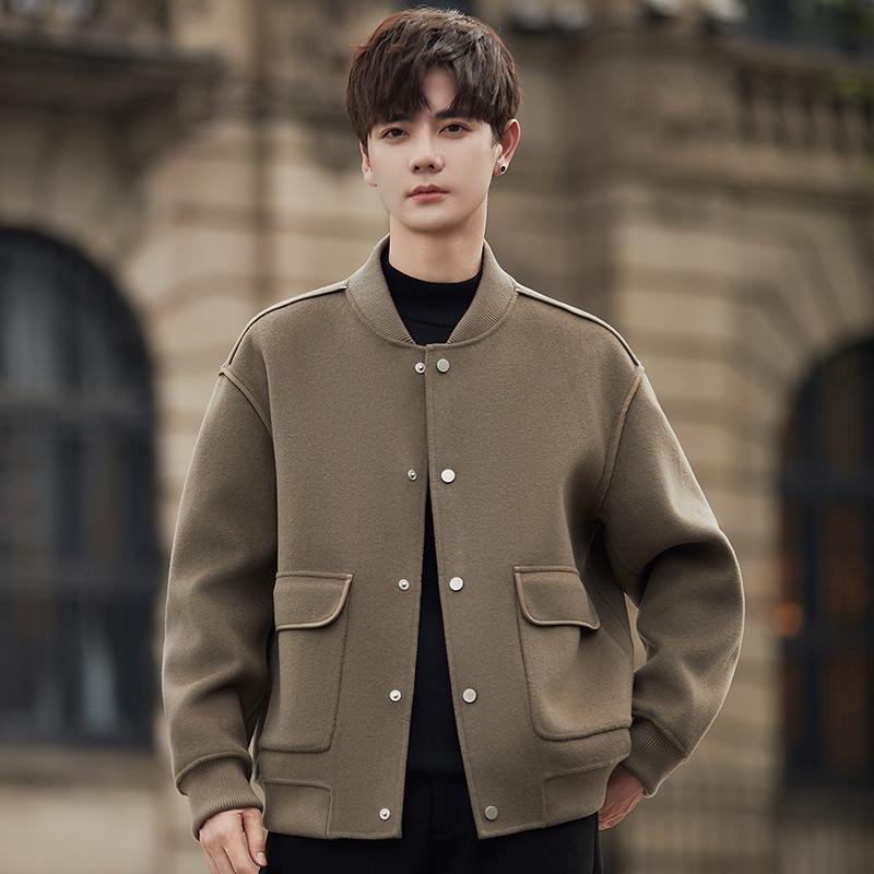 Wool jacket men's spring and autumn double-sided jacket single-breasted short top coat